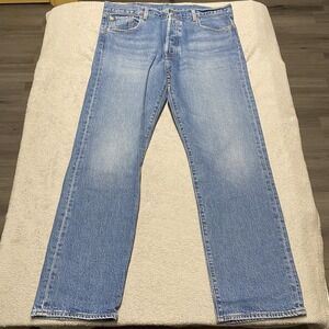 Levis Premium 501 93 Jeans Mens 38x32 Denim Buttonfly Whiskering Classic Retro